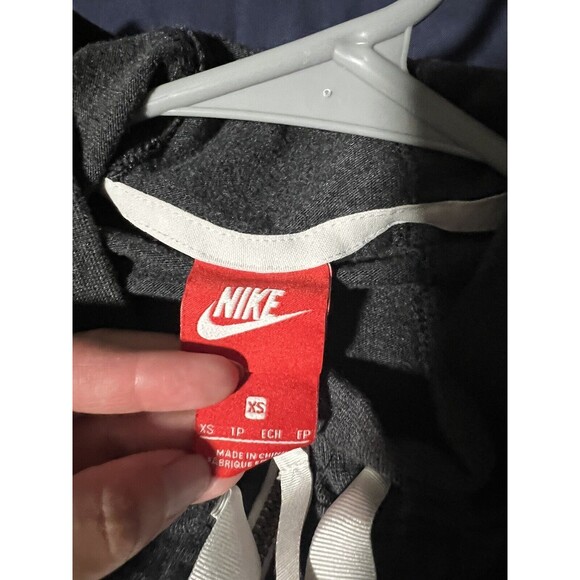 Nike Women Full Zip Hooded Jacket Ribbon Drawstring Dark Gray X-Small Pockets - Picture 3 of 3